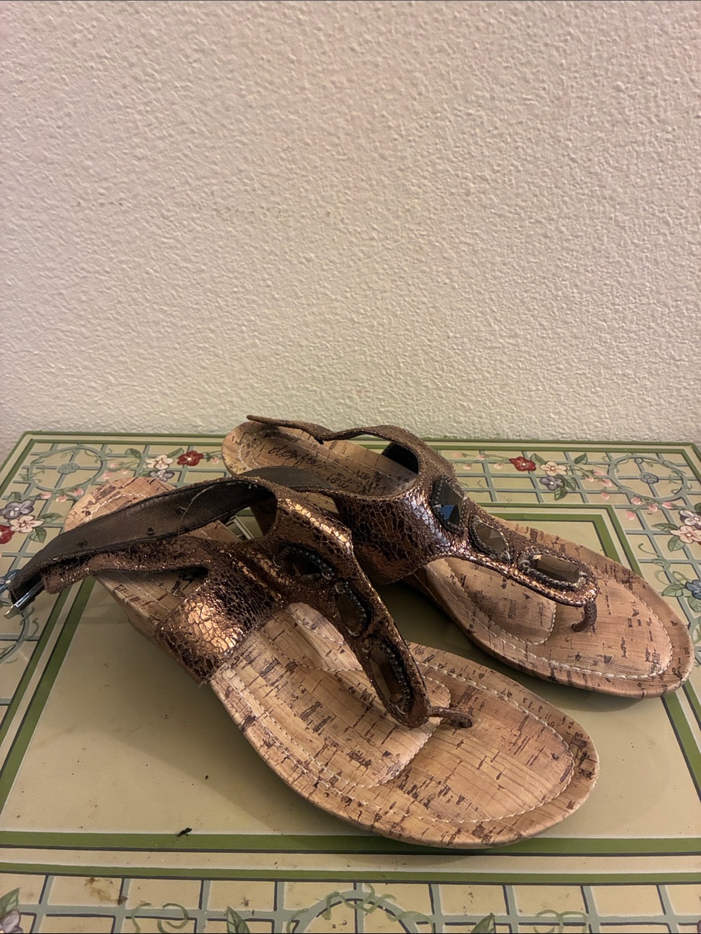 dexflex comfort Metallic Bronze Cork-Style Thong Sandals